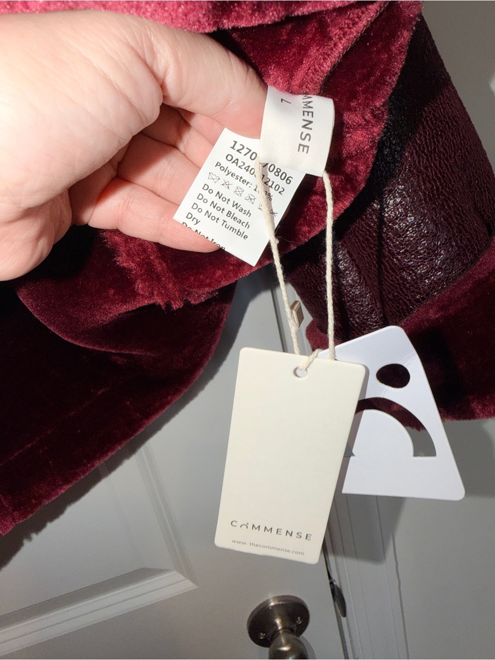 Commense Women’s Burgundy/Brown Vegan Shearling/Leather Moto Jacket - Picture 12 of 16